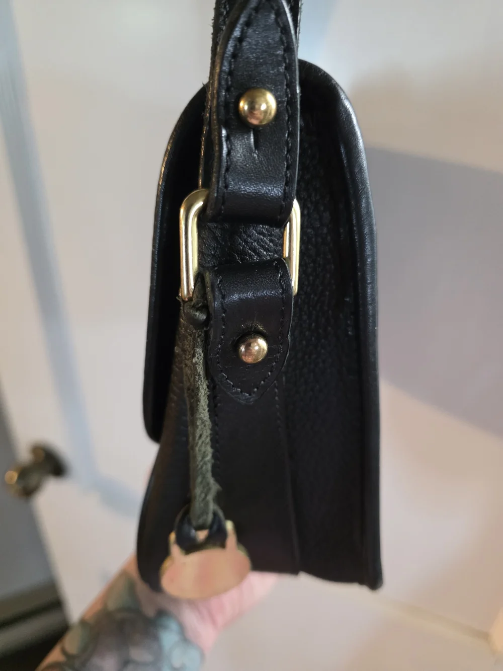 Vintage 90s Dooney & Bourke Black Leather Crossbody Bag